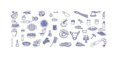 Food And Bevarage Icons Silhouette Logo Design Containing Appetizer,Japanese,Snack,Ingredient,Cuisine Business Infographic Elements Logo vector