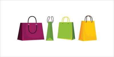 Illustration of a group of colorful empty shopping bags perfect for marketing, retail promotion, branding, advertising, and consumerism themes vector