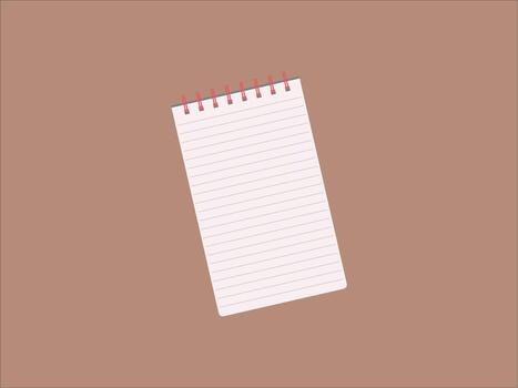 Illustration of flat opened lined notebook template with blank pages ready for writing, journaling, sketching, planning, academic or office related usage vector