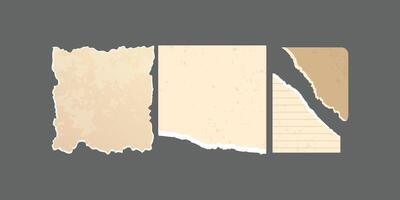 collection of vintage and antique stained ripped paper scraps or pieces isolated against a transparent background, ideal for digital collage designs or base for text vector
