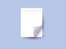 Realistic illustration of paper sheet with curled corners perfect for note templates, scrapbooking, stationery and creative design projects on white background vector