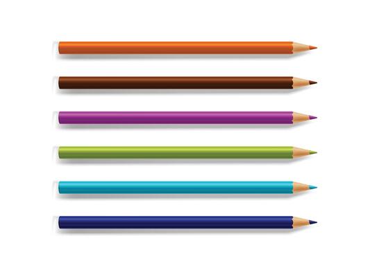 Realistic 3D collection of color pencils on a transparent background perfect for creative design, drawing, school supplies, and educational themes