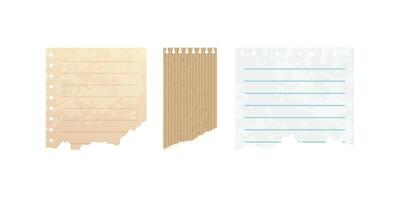 Set of torn paper edges with distressed texture isolated on transparent background perfect for scrapbooking, collage, vintage design and creative layout uses vector