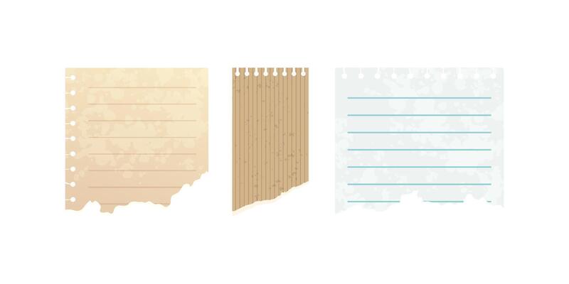 Set of torn paper edges with distressed texture isolated on transparent background perfect for scrapbooking, collage, vintage design and creative layout uses