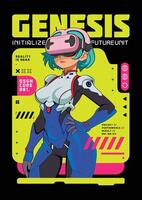 Futuristic virtual reality character design vector