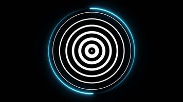 Radio wave concept with neon line circle animation isolated on black background video