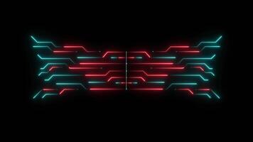 digital data rör på sig på krets styrelse och cpu animering isolerat på svart bakgrund video