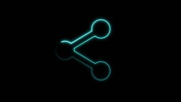 Connection network neon line icon animation isolated on black background video