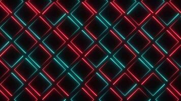 Glowing Square Grid Pattern Neon Lights animation isolated on black background video