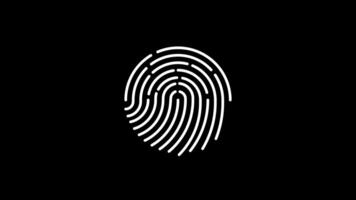 Futuristic fingerprint biometric scanner animation isolated on black background video