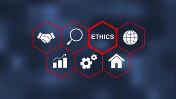 Business Ethics concept animation with icons isolated on tech background video