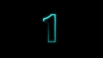 Glowing neon number 1 animation isolated on black background video