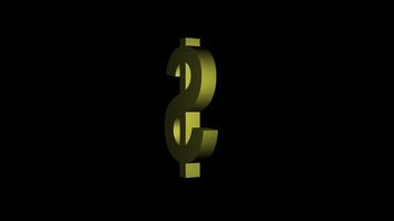 3d US Dollar icon rendering animation rotating on black background video