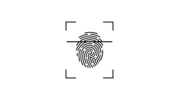 Fingerprint lock secure icon animation isolated on white background video
