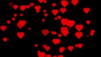 Heart fountain fly up animation isolated on Black Background video