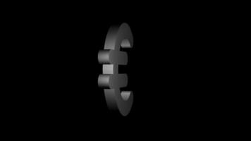 3D Euro icon rendering animation rotating on black background video