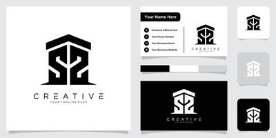 Initial SS letter logo design with business card design vector