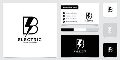 Letter B thunder logo design icon illustration with business card design vector
