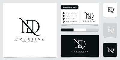 Initial Letter ND or DN logo design template with business card design vector