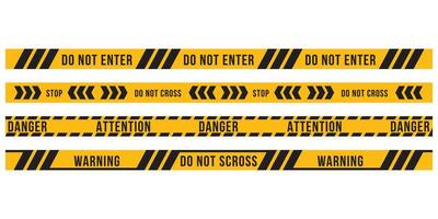 Hazardous warning tape must be careful for danger places, crime scene tape, warning bands vector