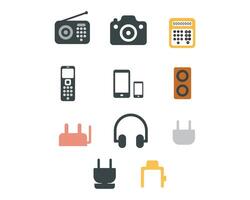 Electronic icon set with camera headphone remote vector
