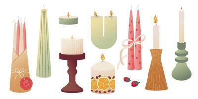 Colorful variety of decorative candles vector