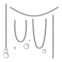 Elegant hand-drawn beads, garlands and hanging ornaments in line art. The ink outline is perfect for holiday frames, Christmas compositions or minimalist winter designs. vector