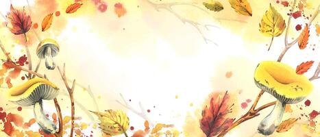 Autumn leaves and mushrooms illustration vector