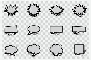 comic speech bubbles halftone shadows icon set element vector