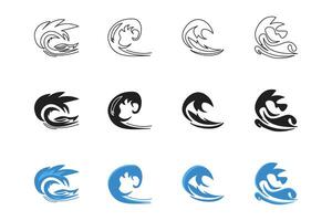 Tide wave water logo icon element set vector