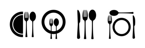 A set of black and white cutlery on a white background vector