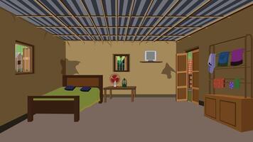 Interior view of a cozy bedroom vector