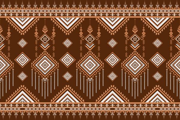 Native tribal seamless pattern on red background.
