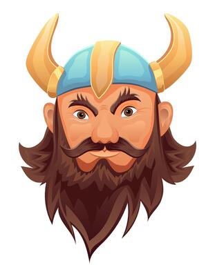 face ancient fantasy warrior cartoon illustration isolated on white background