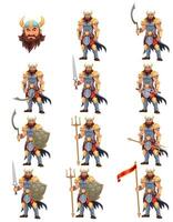 Viking character designs with various weapons vector
