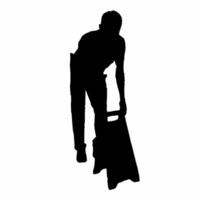 Silhouette Man Use Caution Wet Floor Sign vector