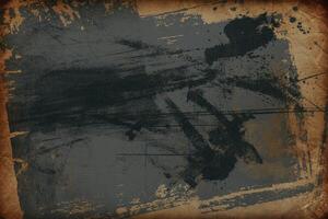 Textured grunge background with abstract black paint splatters and aged paper photo