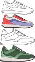 Sneakers Illustration Kit Street Style Shoes in Hand Sketch Form vector