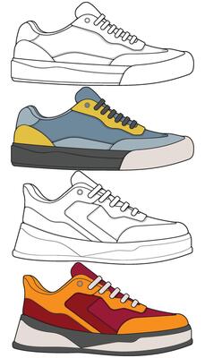 Sneakers Line Art Bundle Fashion Footwear for Designers