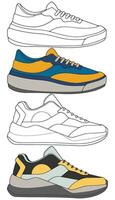 Street Sneakers Set Editable Shoe Illustrations for Creative Use vector