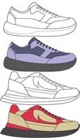 Sneaker Illustration Bundle Hand Drawn Athletic Shoes for Digital and Print Use vector