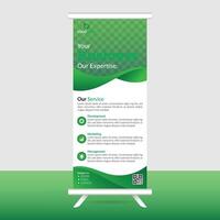 green roll up banner design template vector