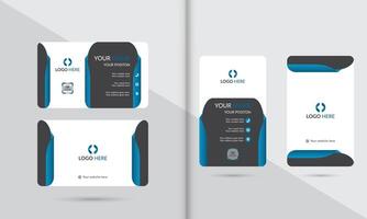 a business card with a blue and black design vector