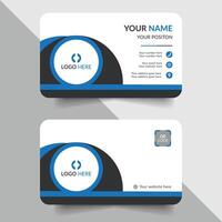 Corporate business card template with blue and black design vector