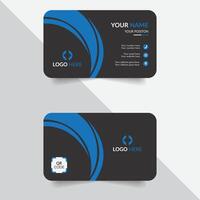 business card template with blue and black design vector