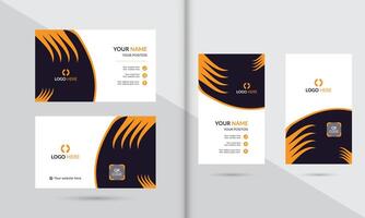 mordern business card template with orange and black design vector
