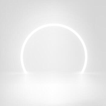 brillante estudio modelo con neón marco. 3d escaparate vector