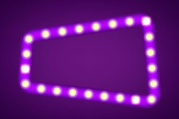 Purple cinema frame with copy space. template
