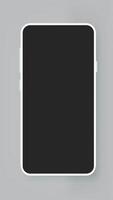 Modern mobile phone with black screen isolated on grey background. 3d mockup vector