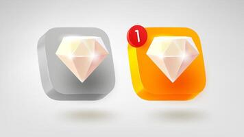 Stylish gem icons for notifications vector
